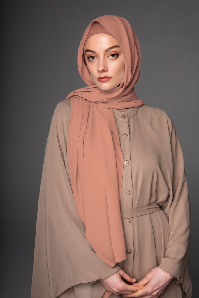 Chiffon Hijab with Tube Undercap | Light Mauve Pink