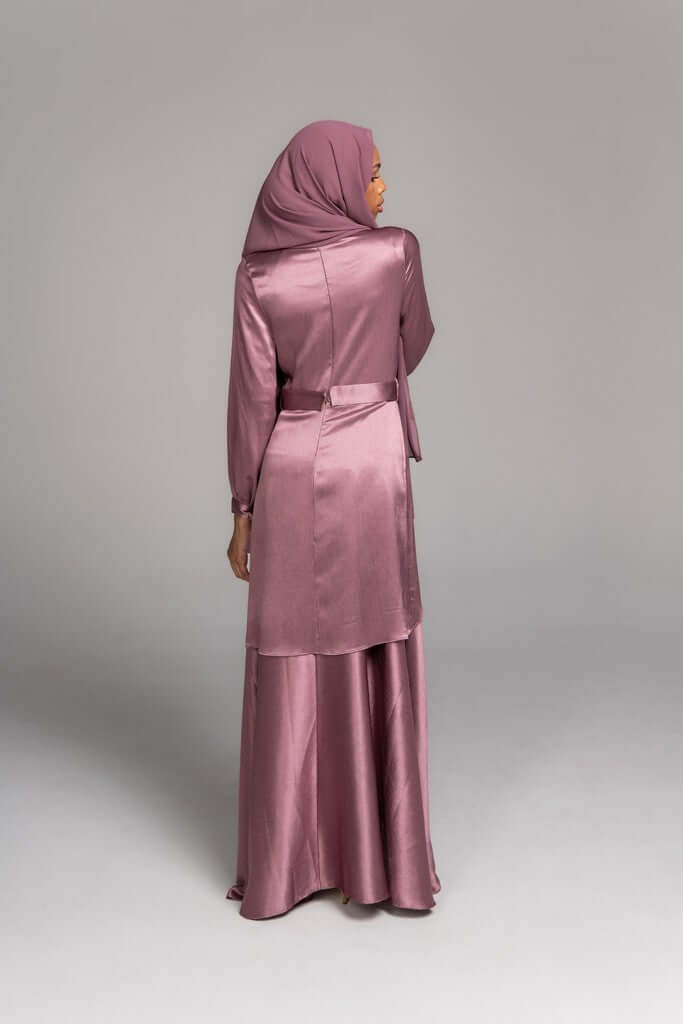  Mock Neck Satin Maxi Dress Adore Mauve