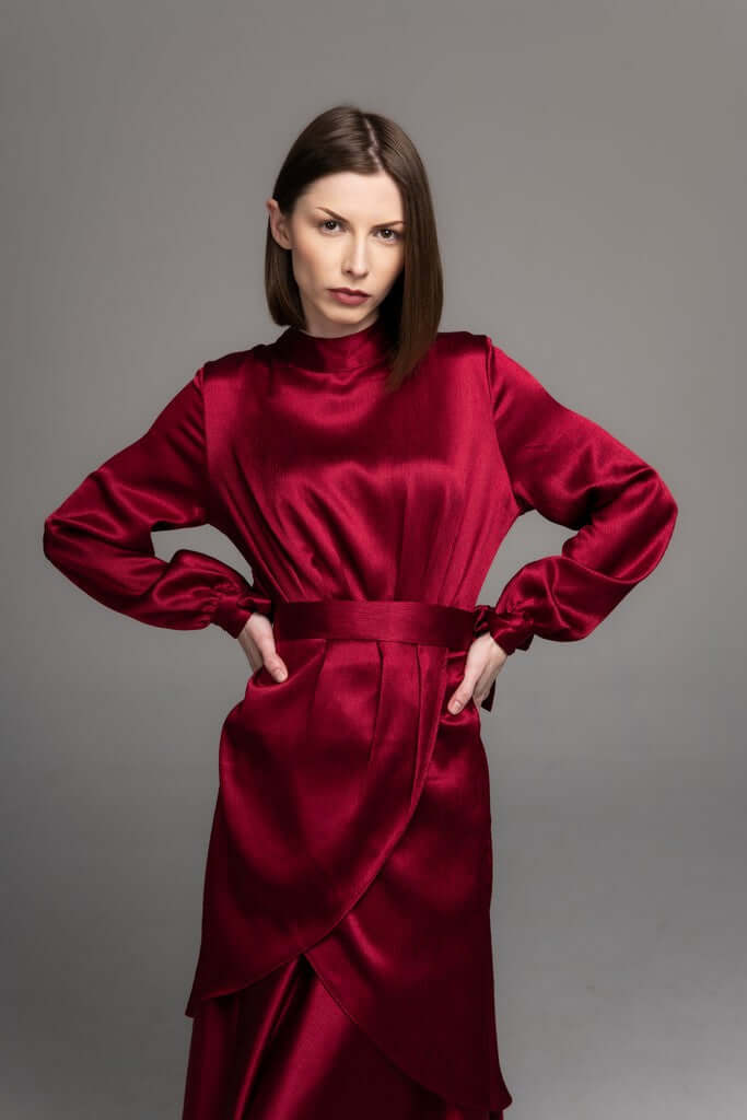 Irresistible Charm Modest Dress Adore Red Velvet