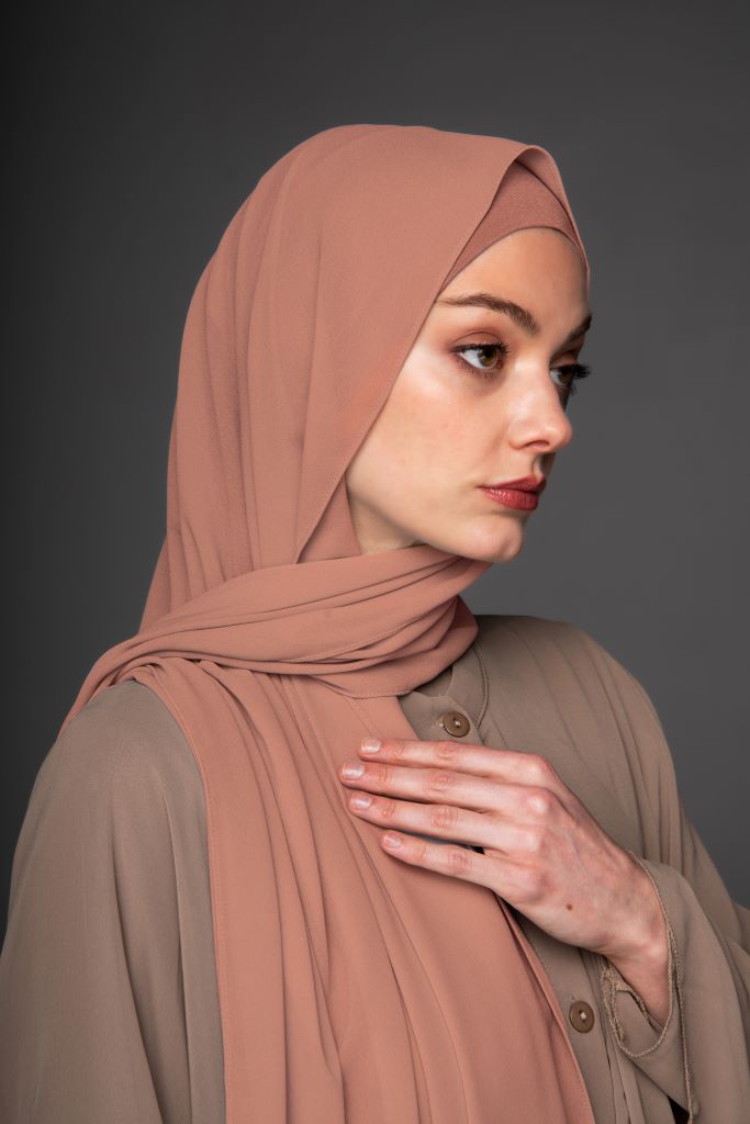 Chiffon Hijab with Tube Undercap | Light Mauve Pink