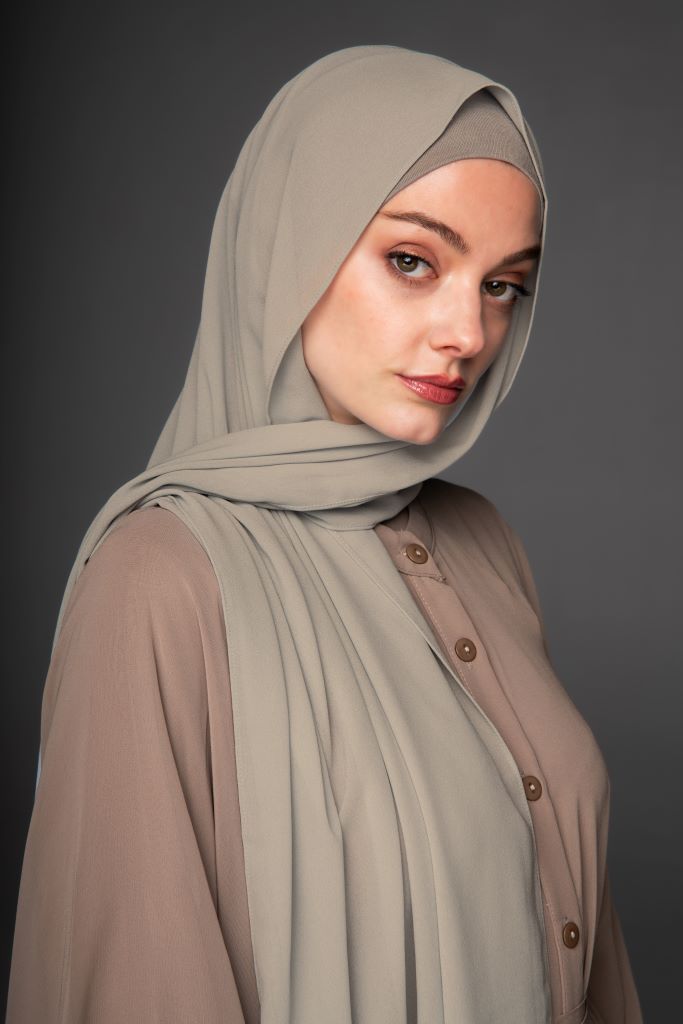 Chiffon Hijab with Tube Undercap | Smokey Taupe