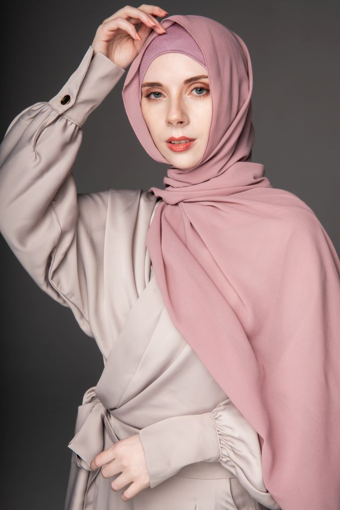 Chiffon Hijab with Tube Undercap | Dusty Rose Pink