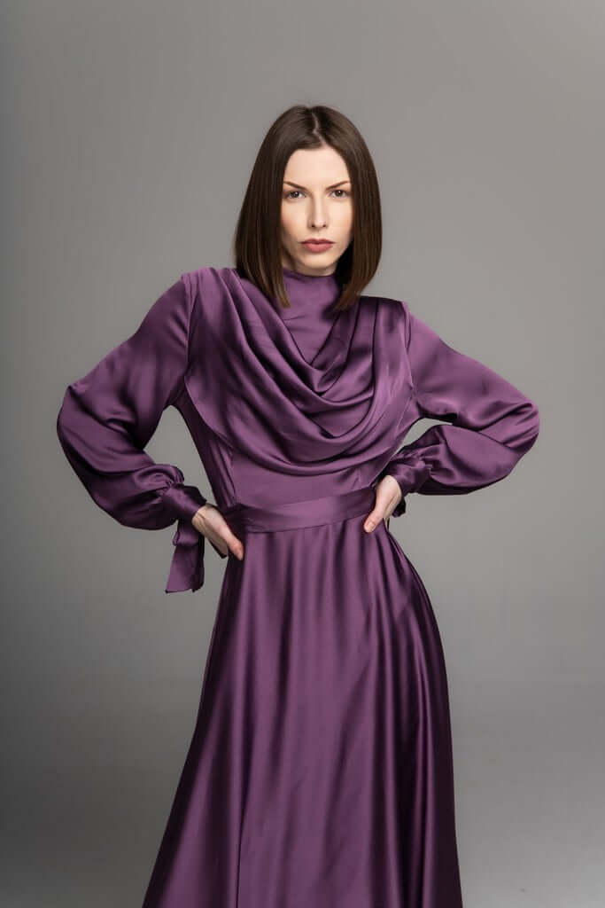 Classic stylish Dress Jamila Aubergine 