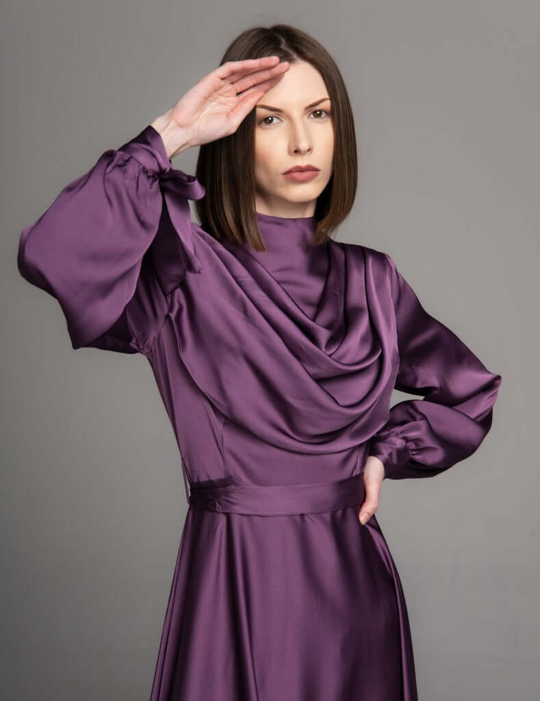 Classic stylish Dress Jamila Aubergine 