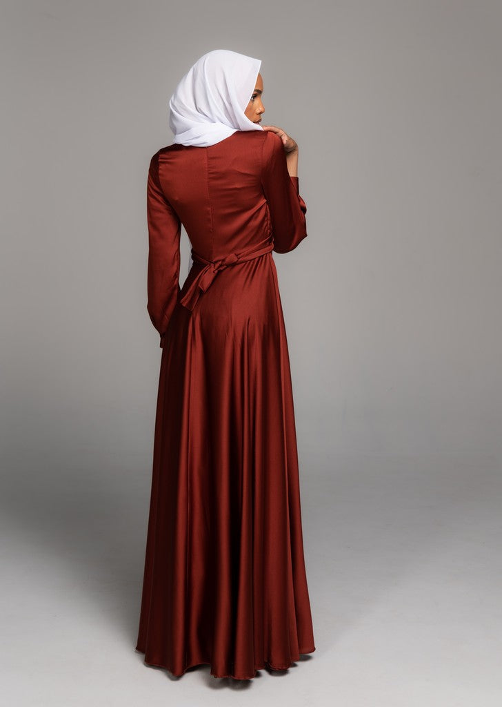 Modest Luxury Dress Suraya Burnt Sienna