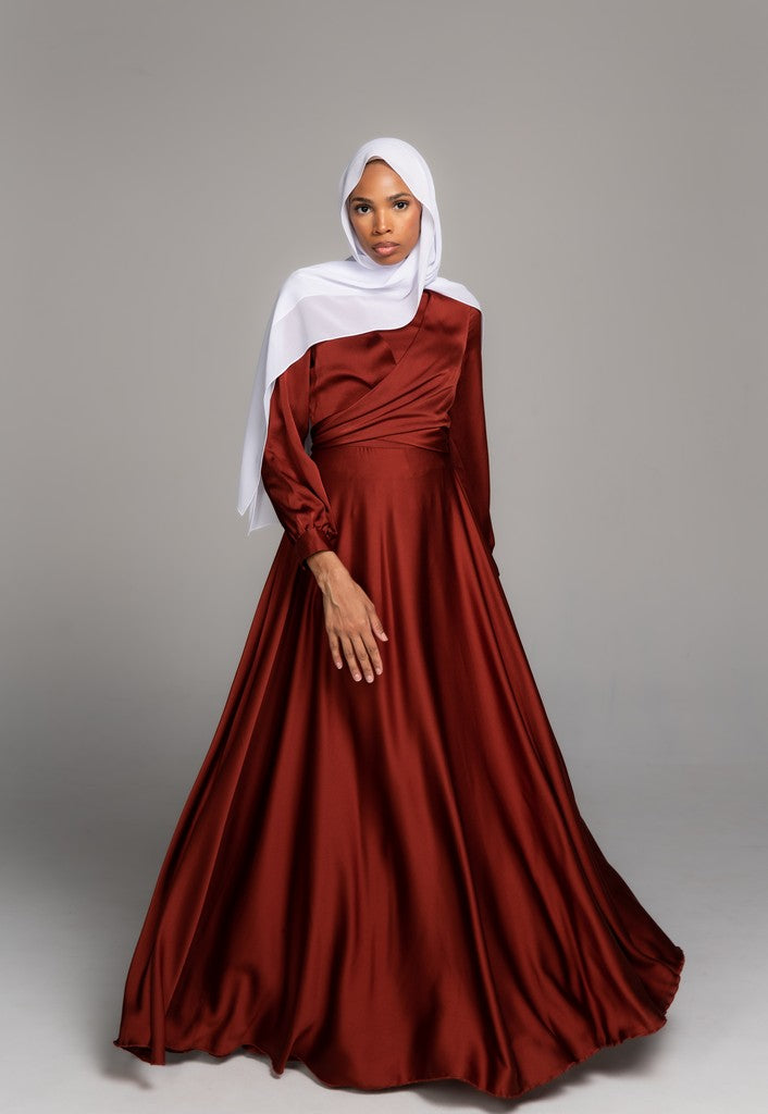 Modest Luxury Dress Suraya Burnt Sienna